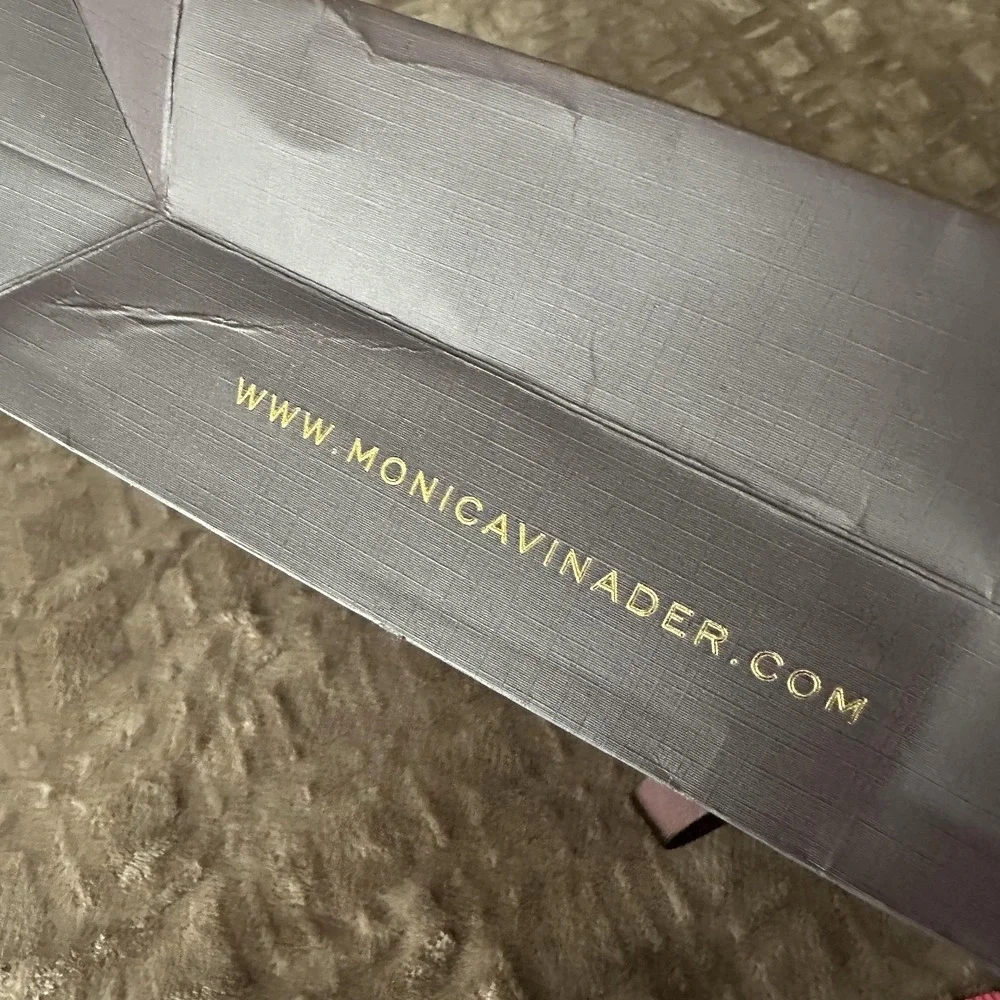 Monica Vinader Brown Paper Shopping Gift Bag Large Grosgrain Ribbon Handles Logo
